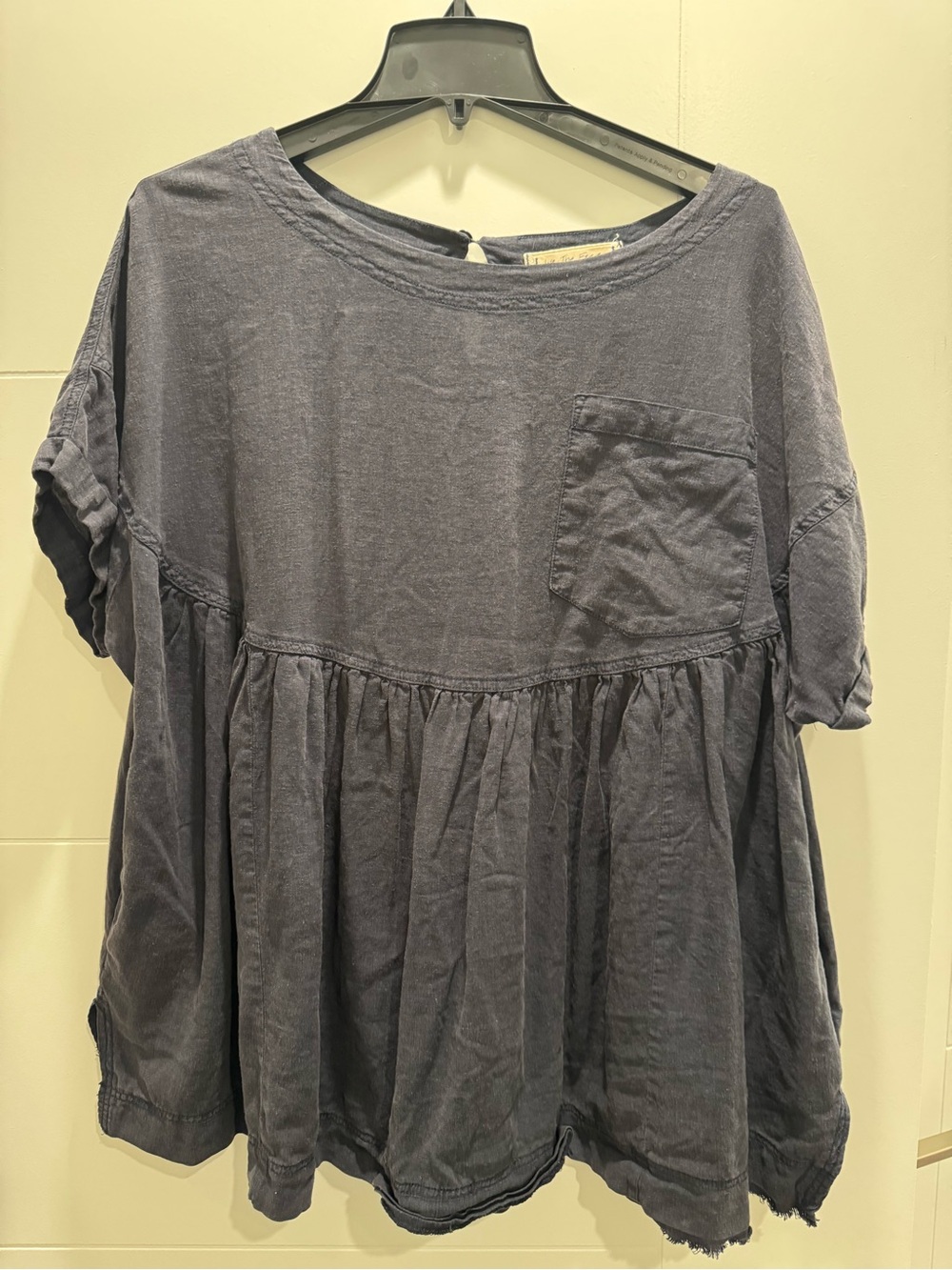We The Free Washed Charcoal Peplum Short Sleeve Tunic